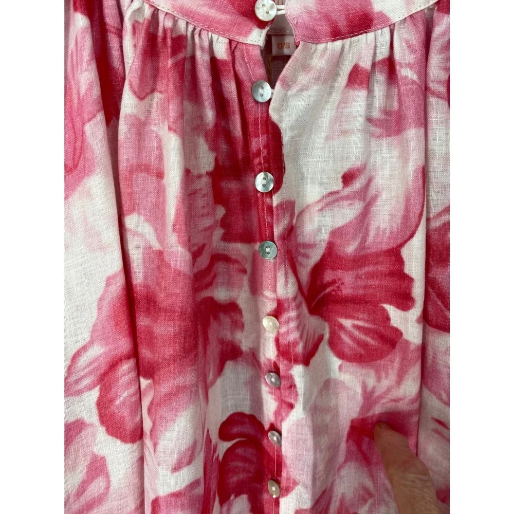La Boheme Girls Camila Maxi Dress Aloha Pink Floral Button Front One Size NWT - Picture 8 of 16